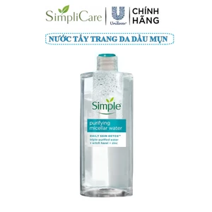 Nước tẩy trang Simple Purifying Micellar Water 400ml cho da dầu mụn xanh dương