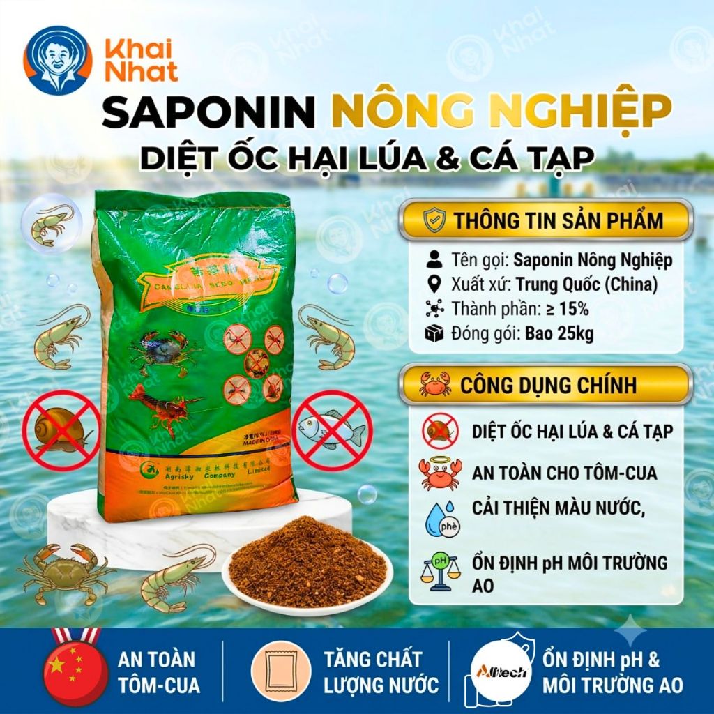 Saponin Nông Nghiệp dạng hạt diệt cá tạp/ốc dùng cho đất ruộng – Camellia Seed Meal (25kg/Bao)