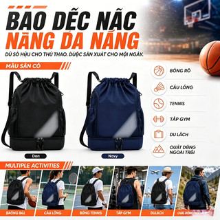 (TX)Balo Dây Rút Thể Thao Ba Lô Chống Nước Có Ngăn Đựng Giày, Chơi Bóng Rổ, Bóng Đá, Tập Gym