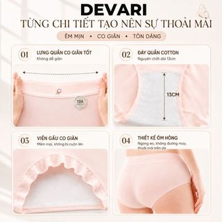 Quần Lót Cotton Cạp Cao Ôm Mông, Quần Chip Nữ Đáy May Thấm Hút Kháng Khuẩn DEVARI L6017