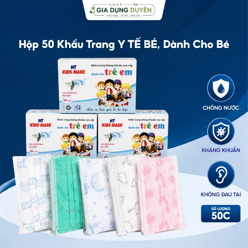 Hộp 50 Khẩu Trang Y TẾ BÉ, Dành Cho Bé, Khẩu Trang Em Bé