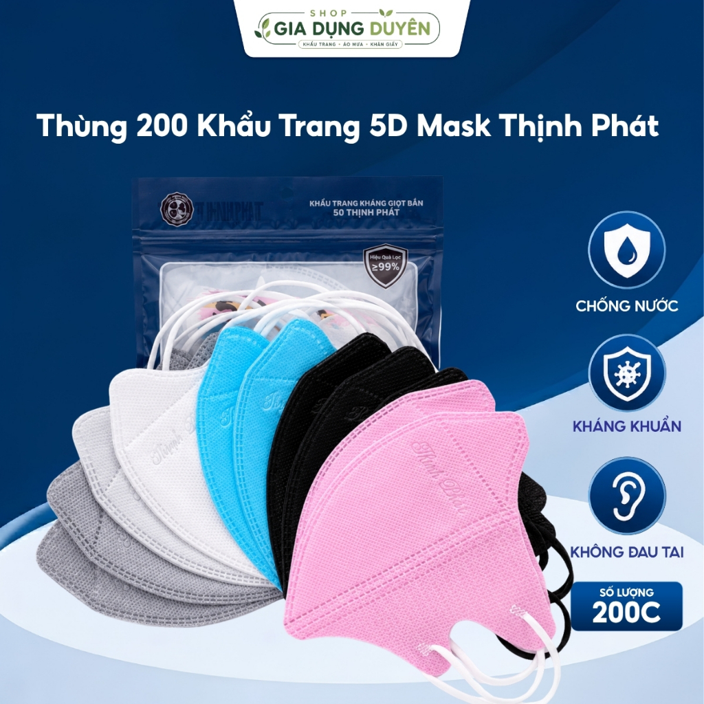 Thùng 200 Khẩu Trang 5D Mask Thịnh Phát Chính Hãng