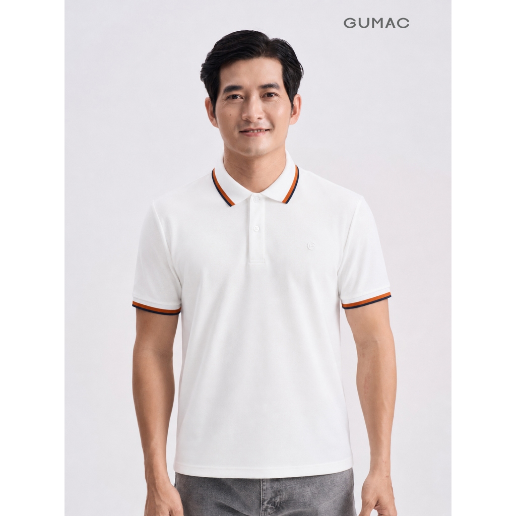 Áo Polo Nam GUMAC Tay Ngắn Regular Fit Suông Cơ Bản Cổ Bo Dệt Phối Viền Hai Màu Trẻ Trung Hiện Đại  APNG05043