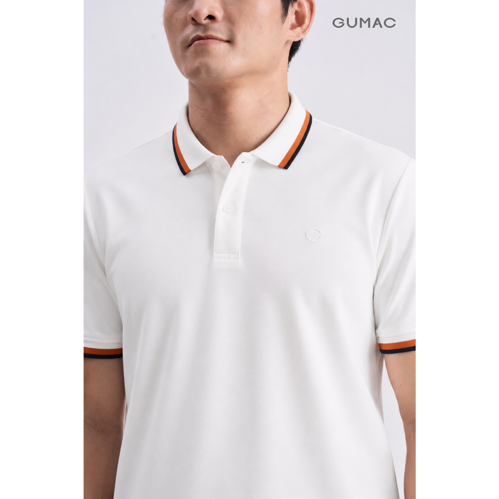 Áo Polo Nam GUMAC Tay Ngắn Regular Fit Suông Cơ Bản Cổ Bo Dệt Phối Viền Hai Màu Trẻ Trung Hiện Đại  APNG05043