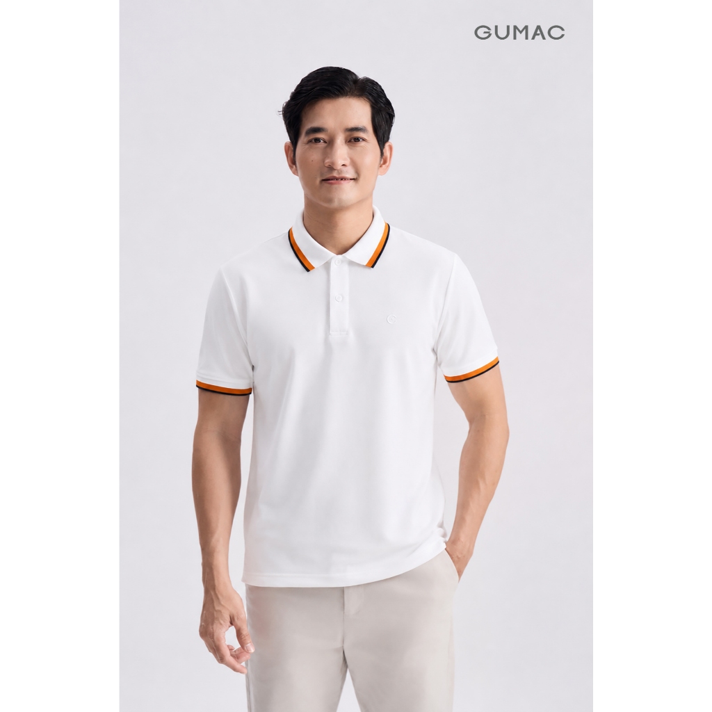 Áo Polo Nam GUMAC Tay Ngắn Regular Fit Suông Cơ Bản Cổ Bo Dệt Phối Viền Hai Màu Trẻ Trung Hiện Đại  APNG05043