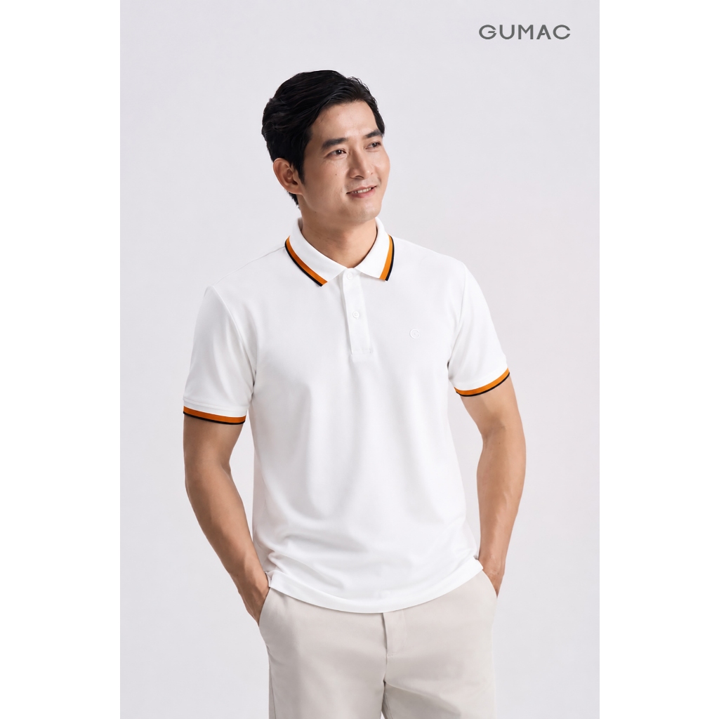 Áo Polo Nam GUMAC Tay Ngắn Regular Fit Suông Cơ Bản Cổ Bo Dệt Phối Viền Hai Màu Trẻ Trung Hiện Đại  APNG05043