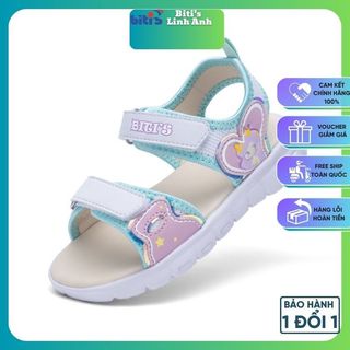 Sandal bé gái quai hậu nhám dán đế siêu nhẹ hình công chúa BEG006400 2 màu tím, xanh dương