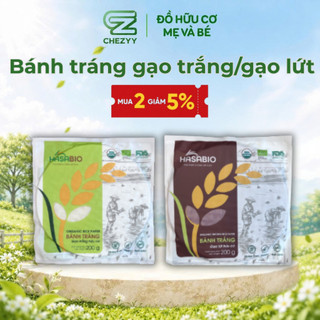 [MUA 2 GIẢM 5%] Bánh tráng gạo trắng/gạo lứt hữu cơ Hasabio gói 200g