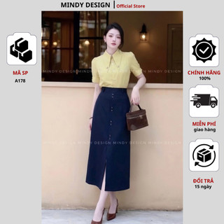 A178 - Áo sơ mi sơi tre tay tay nơ - Thiết kế cao cấp Mindy Design
