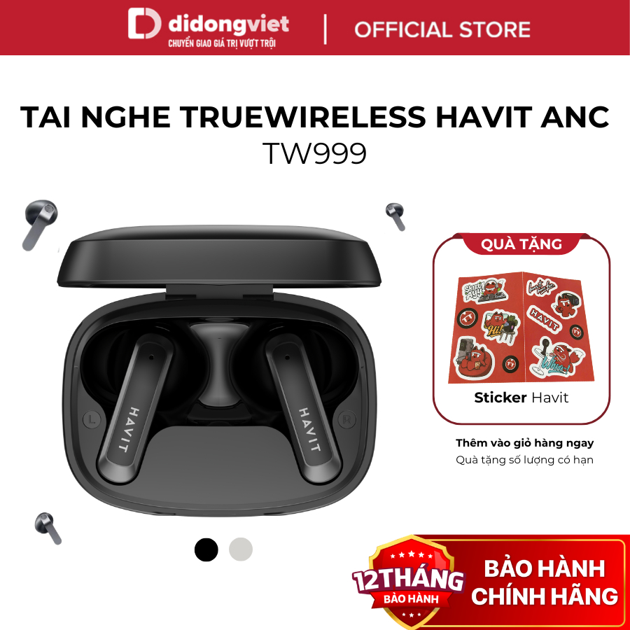 [ĐỘC QUYỀN] Tai Nghe Không Dây Bluetooth Havit TW999 - Âm Thanh HI-FI, Khử Tiếng Ồn, Pin Trâu - Hàng Chính Hãng