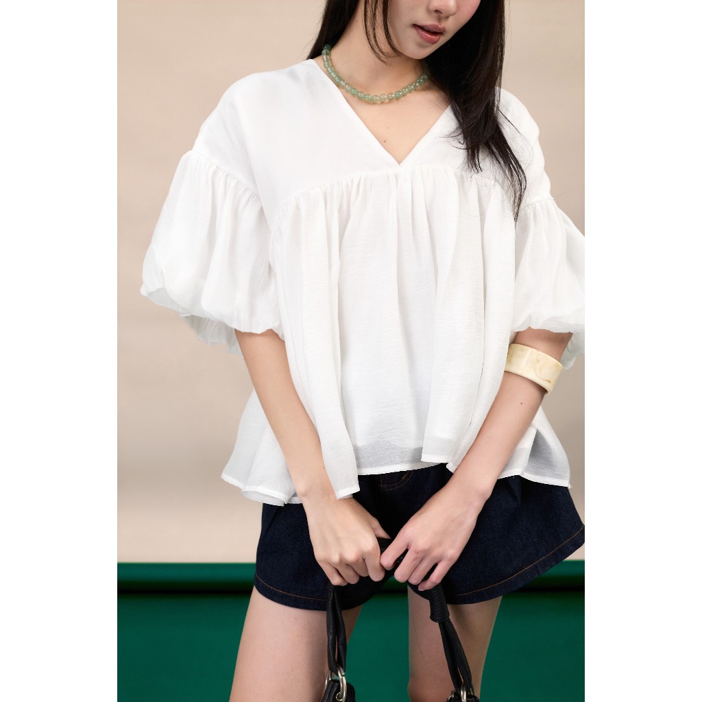 Áo kiểu nữ babydoll Lalami Miều Est.2013 dáng xòe rộng vải tơ hàn cánh dơi