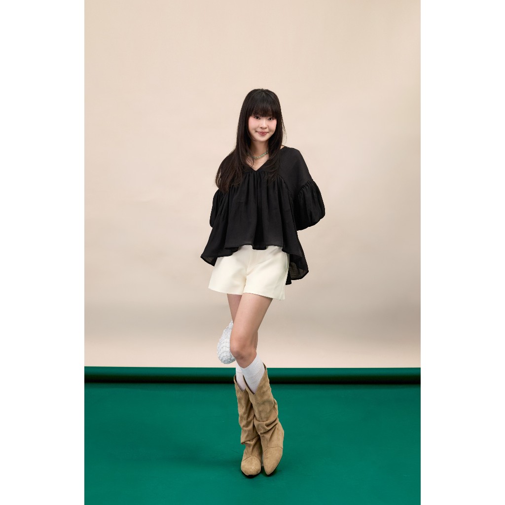 Áo kiểu nữ babydoll Lalami Miều Est.2013 dáng xòe rộng vải tơ hàn cánh dơi
