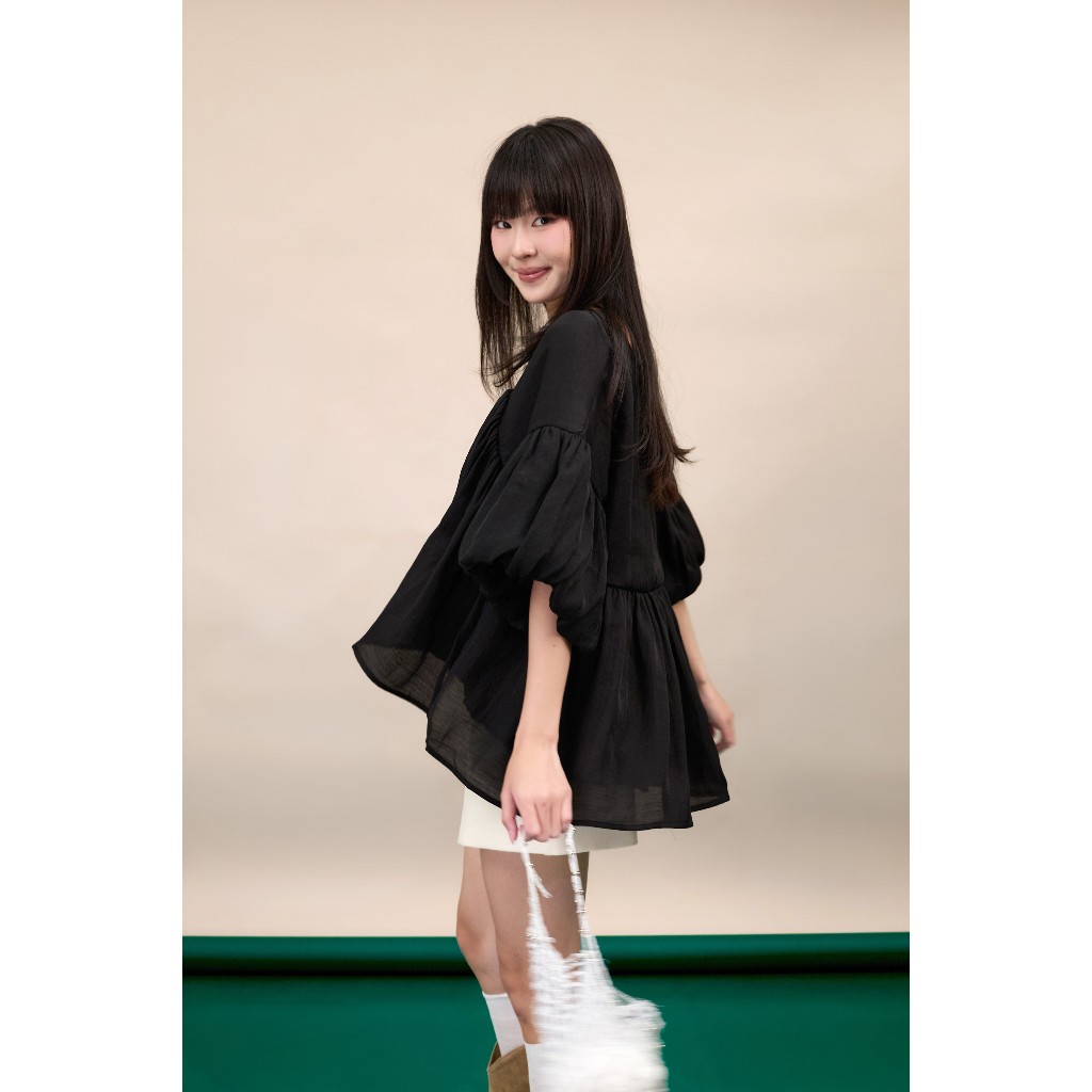 Áo kiểu nữ babydoll Lalami Miều Est.2013 dáng xòe rộng vải tơ hàn cánh dơi