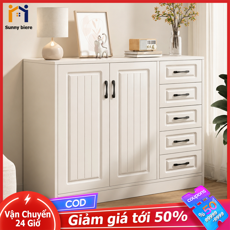 Tủ đựng đồ đa năng Phòng khách hiện đại Nhiều ngăn kéo Gọn cho căn hộ nhỏ Màu trắng đẹp 𝙎𝙐𝙉𝙉𝙔 𝘽𝙄𝙀𝙍𝙀