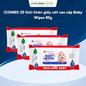 COMBO 20 Gói khăn giấy ướt cao cấp Baby Wipes 80g an toàn cho da thân thiện với môi trường