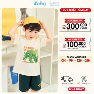 Bộ Đồ Bé Trai ILABY HCM Cotton Tự Nhiên In Khủng Long 3D, Đồ Bộ Cho Bé Đi Học, Đi Chơi Siêu Mát [3913]