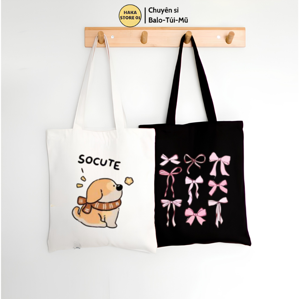 Túi Tote túi Vải canvas Đẹp đi học có khóa miệng đi chơi phong cách ulzzang nhiều hoạ tiết hot trend đựng vừa sách vở