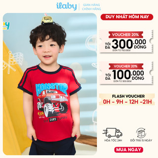 Đồ Bộ Bé Trai ILABY HCM Vải Cotton Co Giãn - Hình In Xe Monster Năng Động size bé 2-12 tuổi [3912]