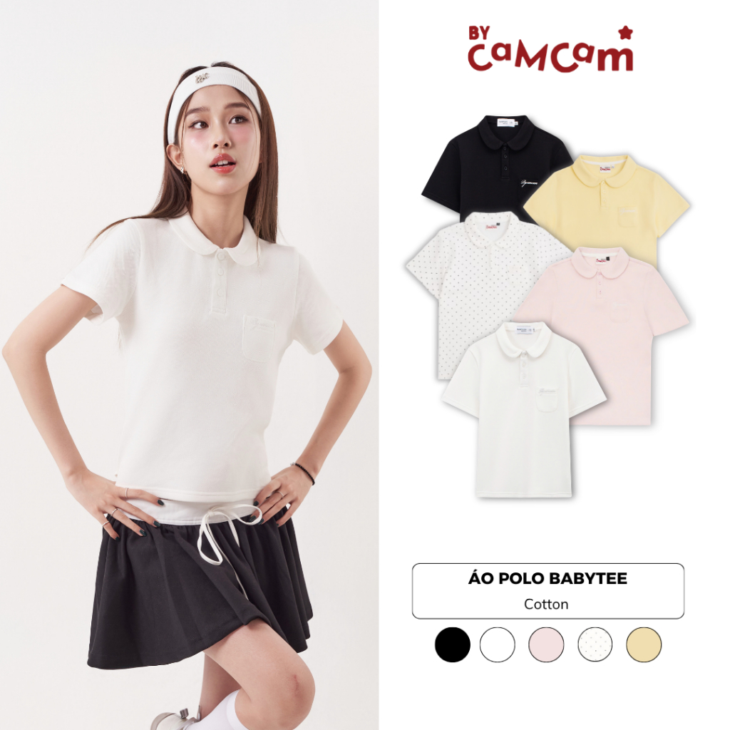 [AI NGOÀI EM] Áo Polo Basic Babytee 𝑩𝒚𝒄𝒂𝒎𝒄𝒂𝒎 Cho Nữ Vải Cá Sấu Cotton Logo Thêu Túi Ngực APN007