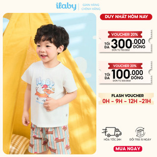 Đồ bộ mặc nhà bé trai ILABY HCM chất liệu cotton co dãn họa tiết cún tinh nghịch size 9-40kg [3924]