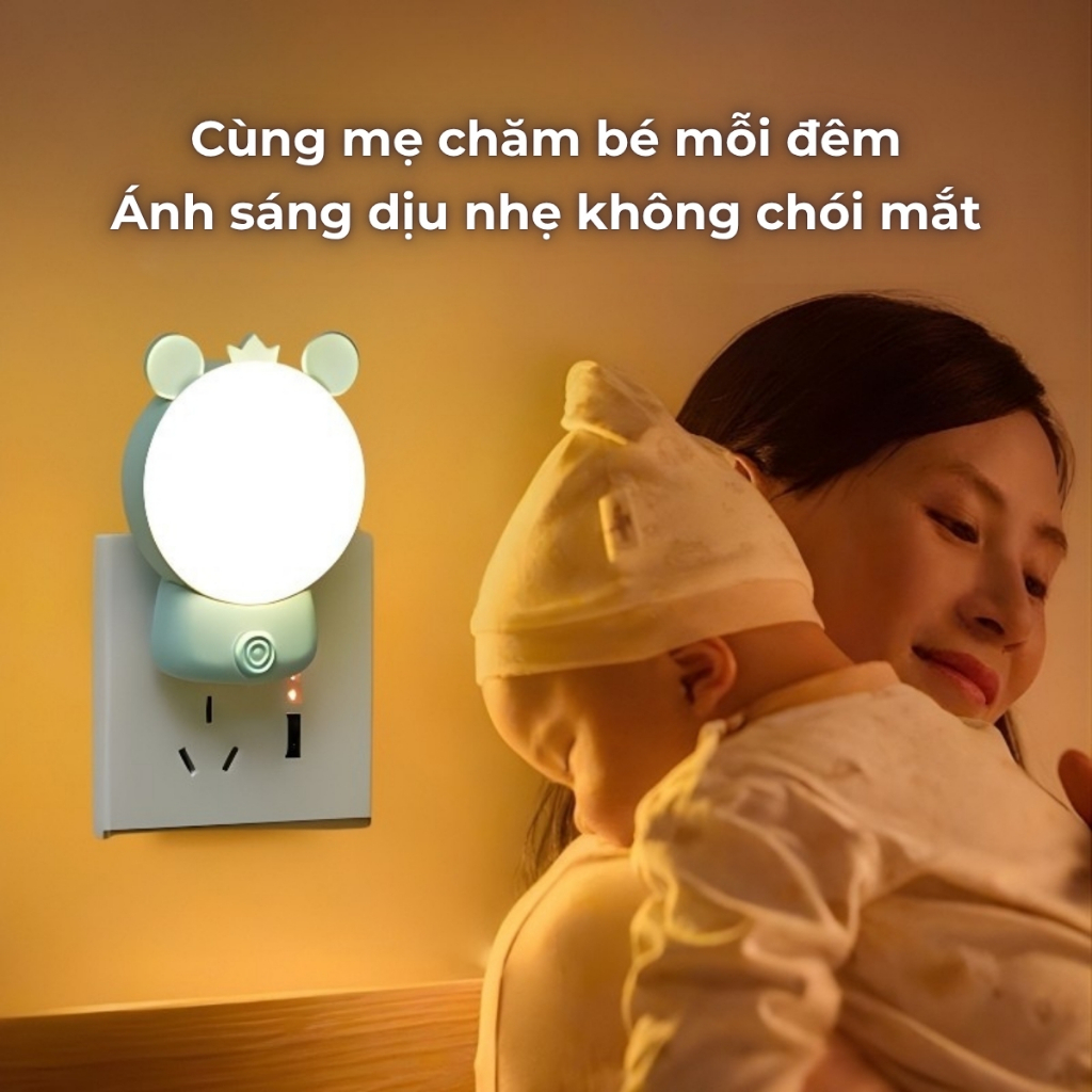 Đèn Ngủ Cảm Ứng Bóng Led Cảm Biến Ánh Sáng Tự Động Bật Tắt, Đèn Decor Phòng Ngủ Mini Cắm Điện Trực Tiếp Hình Dễ Thương