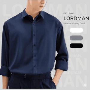Áo sơ mi nam tay dài LORDMAN form slimfit, áo sơ mi đen chất vải lụa chống nhăn cao cấp