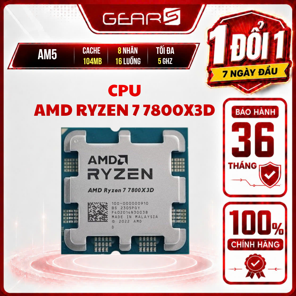 [FULL VAT] AMD Ryzen 7 7800X3D TRAY - 8 nhân / 16 luồng - Bảo Hành 36 Tháng | BigBuy360 - bigbuy360.vn