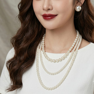 [ DAISYN ] N682 dây chuyền ngọc trai nhân tạo , chuỗi hạt ngọc trai nhân tạo 3 sợi sang trọng cho nữ