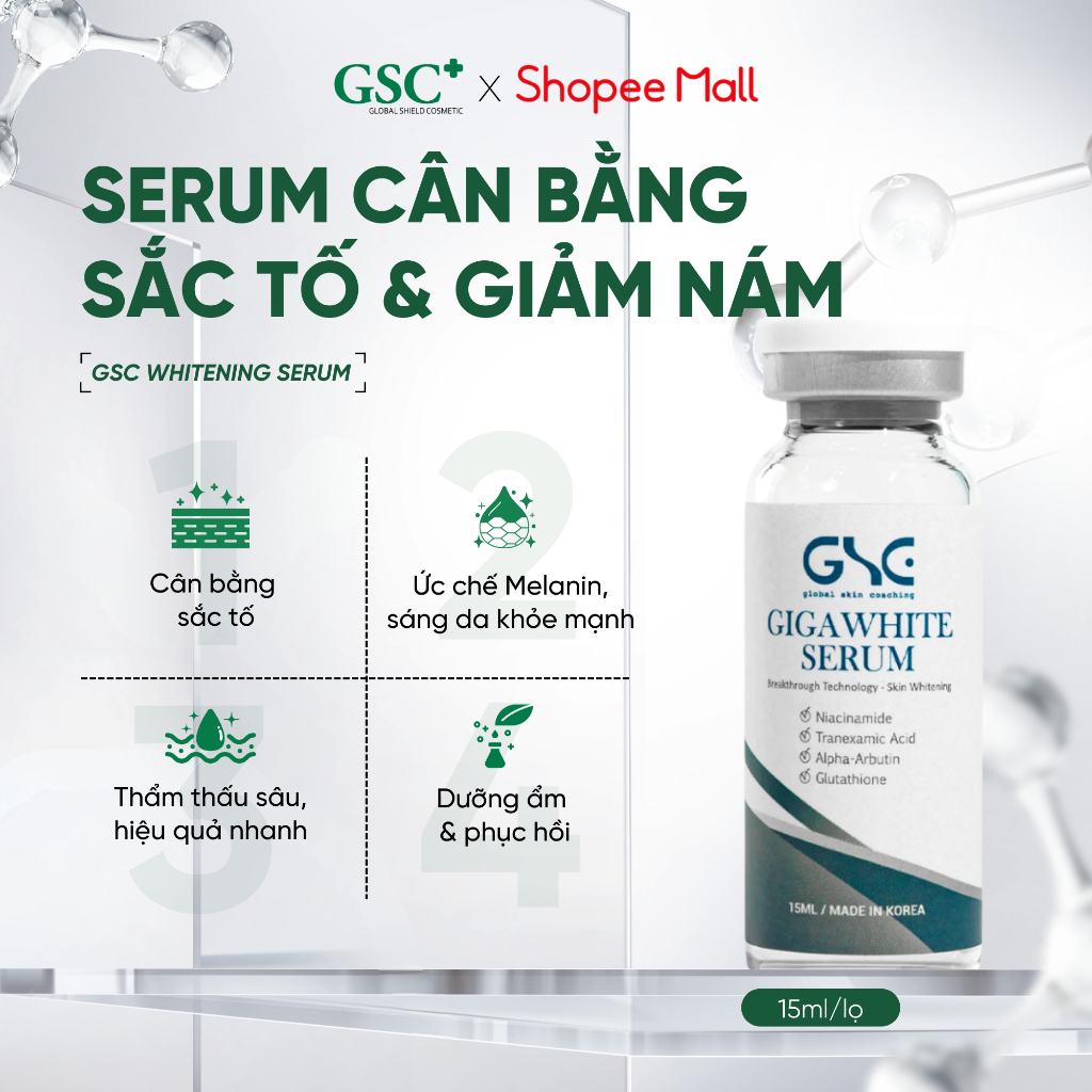 Serum Trắng Da, Mờ Nám, Thâm Mụn Hàn Quốc GSC Giga White 15ml - Serum Làm Trắng Da, Mờ Thâm Mụn, Giảm Nám - GC083A