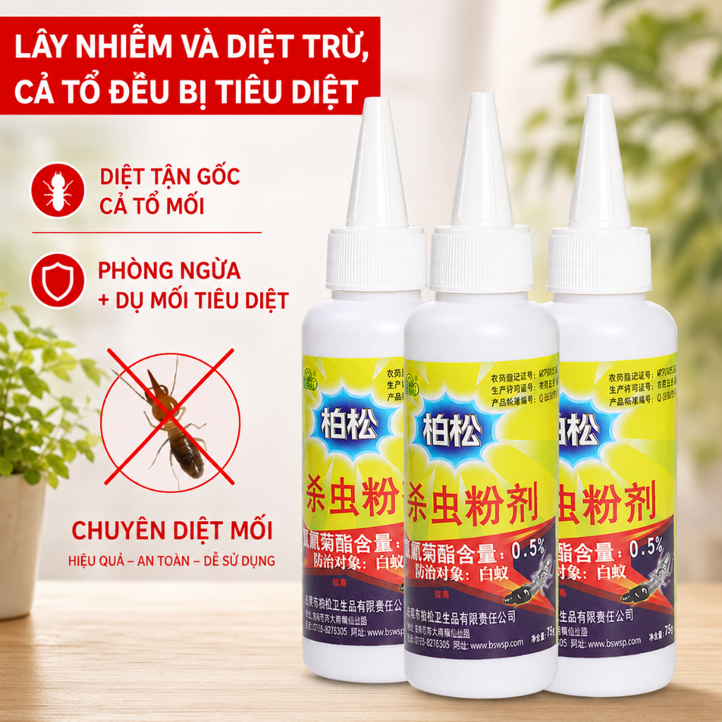 Thuốc Diệt Mối Dạng Bột 75g|Diệt Mối Tận Gốc|Diệt Gốc Tổ Mối|Bột Diệt Mối Nhà Mối Gỗ|Hiệu Quả Lâu Dài|Dễ Sử Dụng