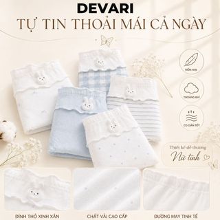 Quần Lót Nữ Cotton Cao Cấp Họa Tiết Dễ Thương, Quần Chip Nữ Cạp Vừa Ôm Mông Không Hằn Cấn DEVARI L6444