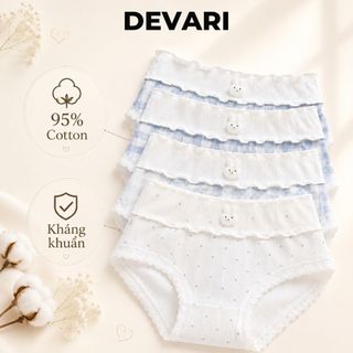 Quần Lót Nữ Cotton Cao Cấp Họa Tiết Dễ Thương, Quần Chip Nữ Cạp Vừa Ôm Mông Không Hằn Cấn DEVARI L6444