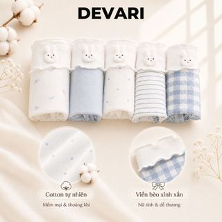 Quần Lót Nữ Cotton Cao Cấp Họa Tiết Dễ Thương, Quần Chip Nữ Cạp Vừa Ôm Mông Không Hằn Cấn DEVARI L6444