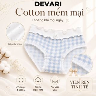 Quần Lót Nữ Cotton Cao Cấp Họa Tiết Dễ Thương, Quần Chip Nữ Cạp Vừa Ôm Mông Không Hằn Cấn DEVARI L6444