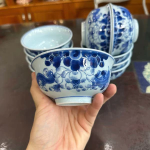 Bát Thờ, Bát Cúng Men Lam Bát Tràng Hàng Vẽ Kĩ Họa Tiết Sen