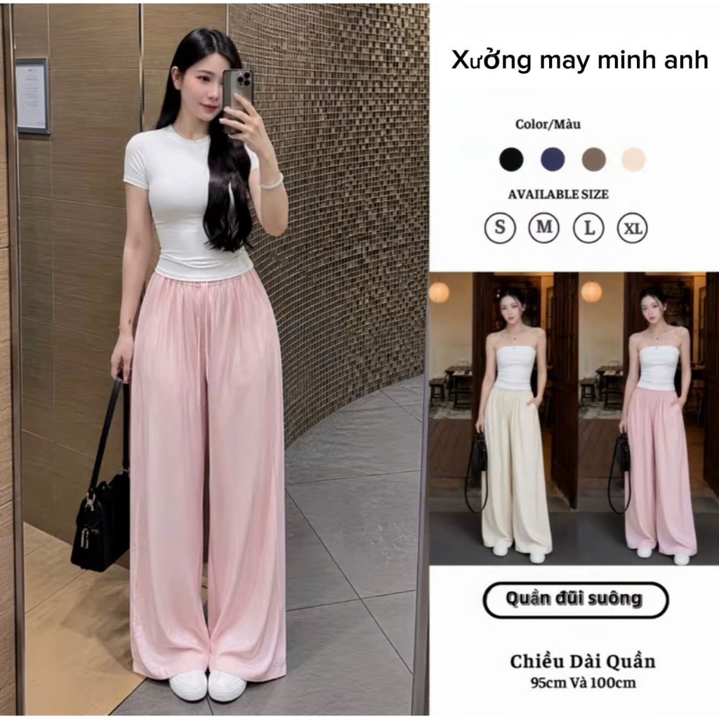 Hàng L1 - 2 Lớp -Có Dáng Nấm, Quần Ống Suông Rộng Vải Đũi Linen Cạp Chun Co Giãn Thoải Mái MA095 | BigBuy360 - bigbuy360.vn