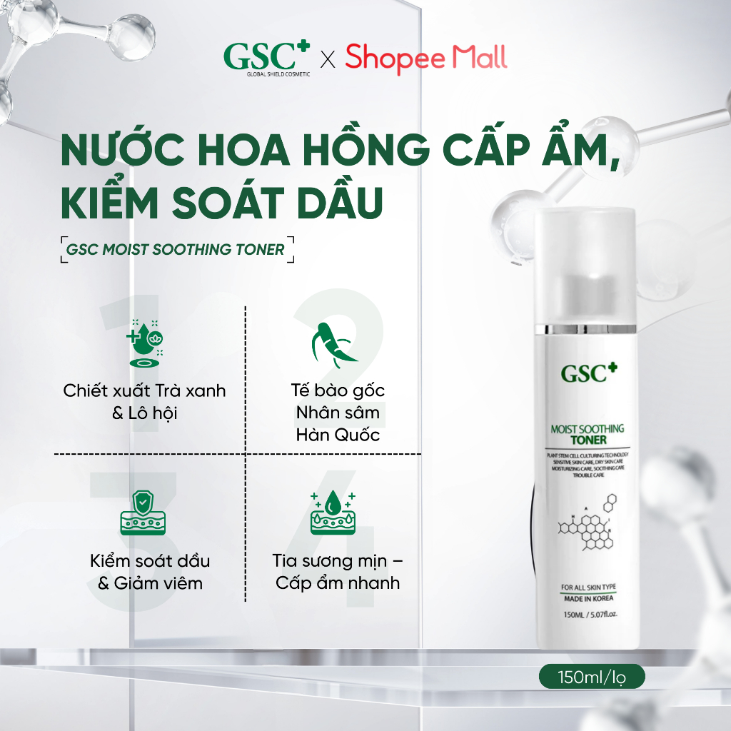 Nước Hoa Hồng Cấp Ẩm Sâu Dạng Xịt GSC Moist Soothing Toner - Toner Da Dầu Mụn, Da Nhạy Cảm Giúp  Kiểm Soát Dầu - GC037A