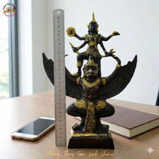 Vật Phẩm Trang Trí Kệ Tủ Tượng Narayana Ngồi Garuda Cao 30cm Quà Tặng Sang Trọng