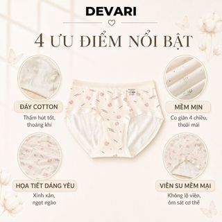 Quần Lót Nữ Cotton Cao Cấp Mềm Min Viền Su,Quần Chip Nữ Cotton Họa Tiết Đáng Yêu Nữ Tính DEVARI L6408