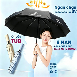(TX)Ô gấp gọn tự động 8nan kép, ô dù che mưa nắng mini chống tia UV tự động đóng mở nhỏ gọn