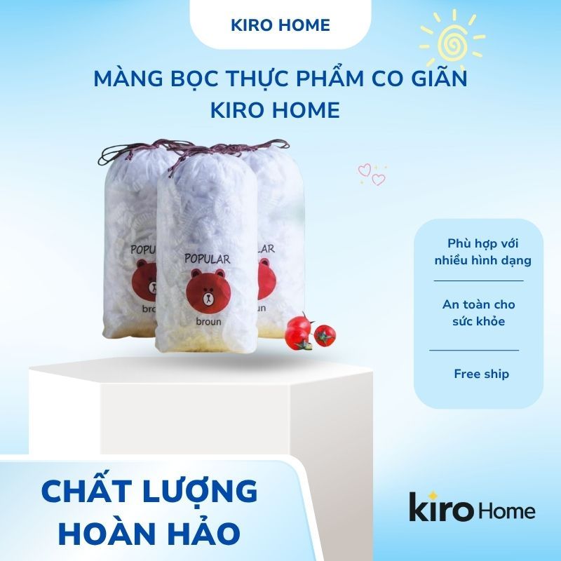 Màng Bọc Thực Phẩm Co Giãn [Túi 100 Cái] Gấu Brown Bo Chun Co Giãn Tái Sử Dụng Tiện Lợi