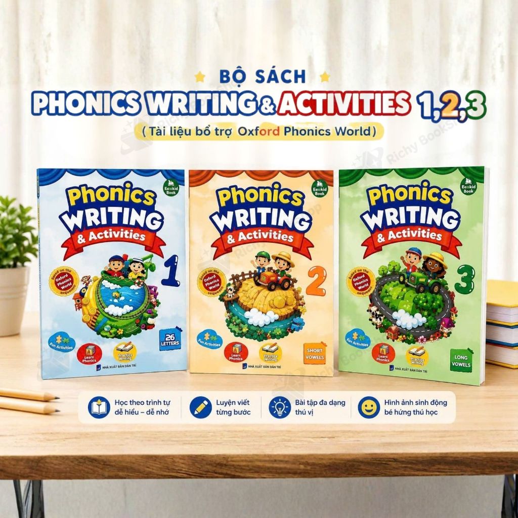 Sách - Luyện viết từ vựng Phonics Writing & Artivities 1 (Tài liệu bổ trợ Oxford phonic world)