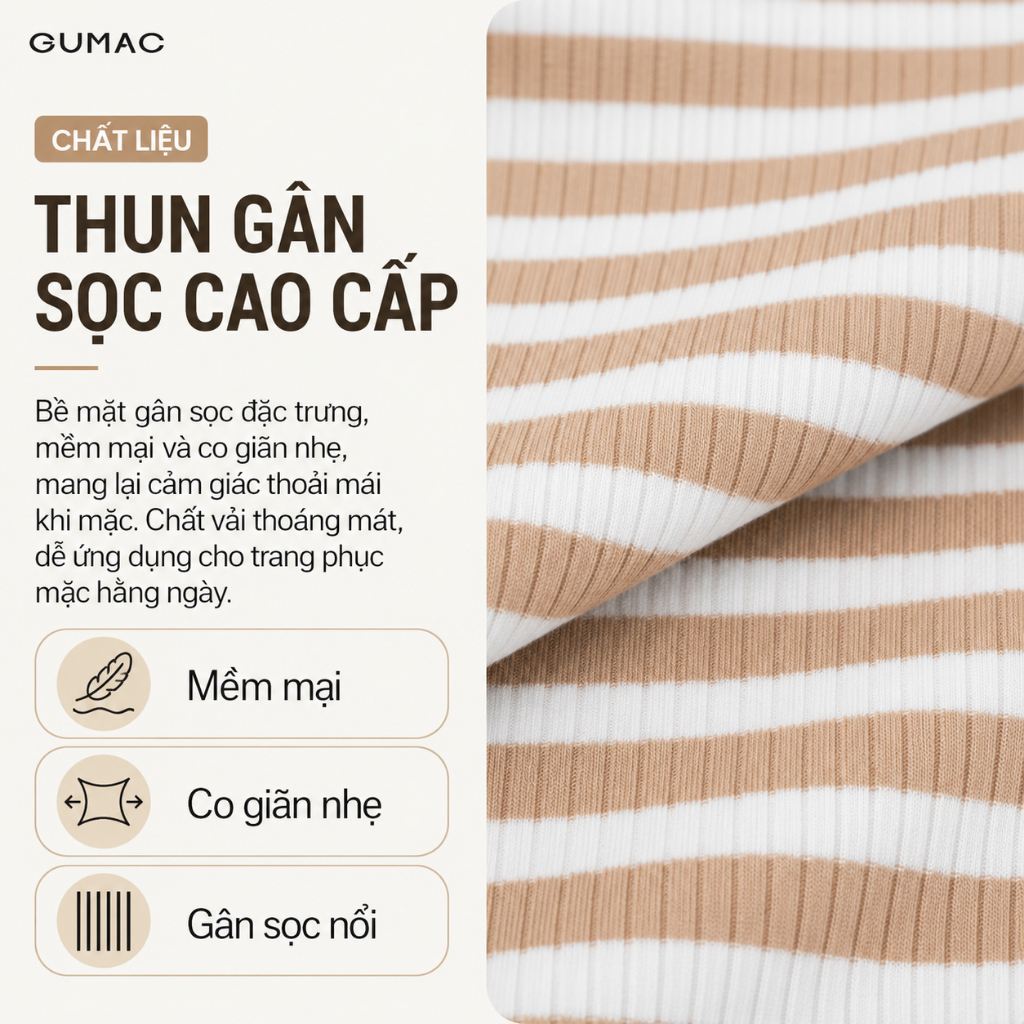 Áo Polo Nữ GUMAC Áo Thun Có Cổ Kẻ Sọc Ngang Chất Thun Gân Co Giãn Tay Ngắn Thể Thao Trẻ Trung LPLF1103 - 6109