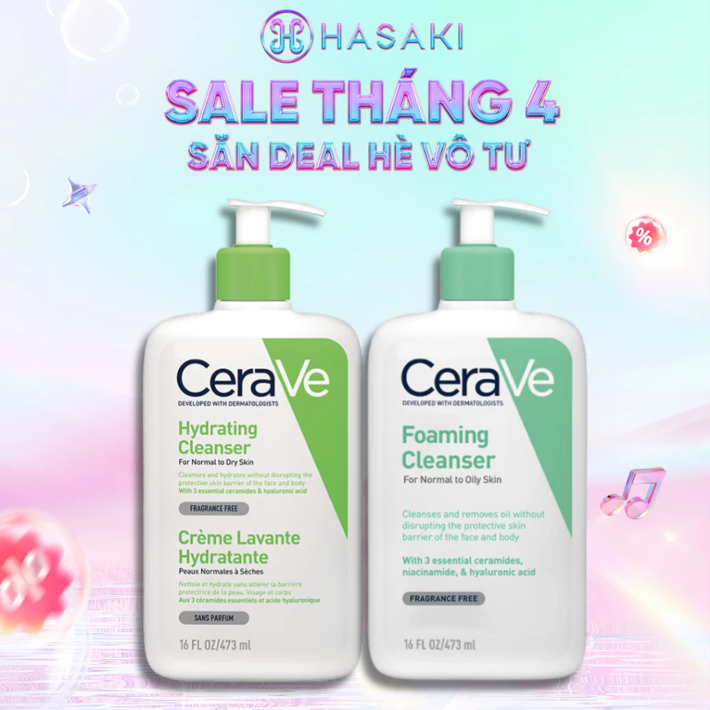 Sữa Rửa Mặt CeraVe Foaming Cleanser 236ml Chính Hãng Cho Da Dầu, Da Khô, Mụn Nhạy Cảm