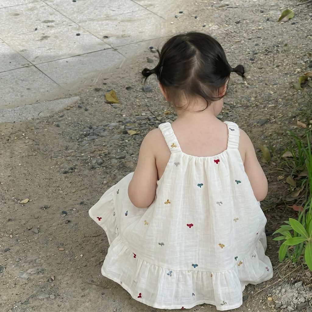 Little Soda - Váy Bé Gái Đầm Hai Dây Vải Tơ Thêu Ngựa Pony Cao Cấp Phong Cách Hàn Quốc Cho Bé 1.5 - 5 Tuổi (8-22kg)