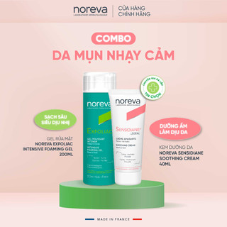 Combo gel rửa mặt EXFOLIAC INTENSIVE FOAMING và kem dưỡng da Sensidiane Light Soothing Cream 40ml cho da nhạy cảm