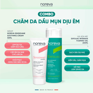 Combo gel rửa mặt EXFOLIAC INTENSIVE FOAMING và kem dưỡng da Sensidiane Light Soothing Cream 40ml cho da nhạy cảm