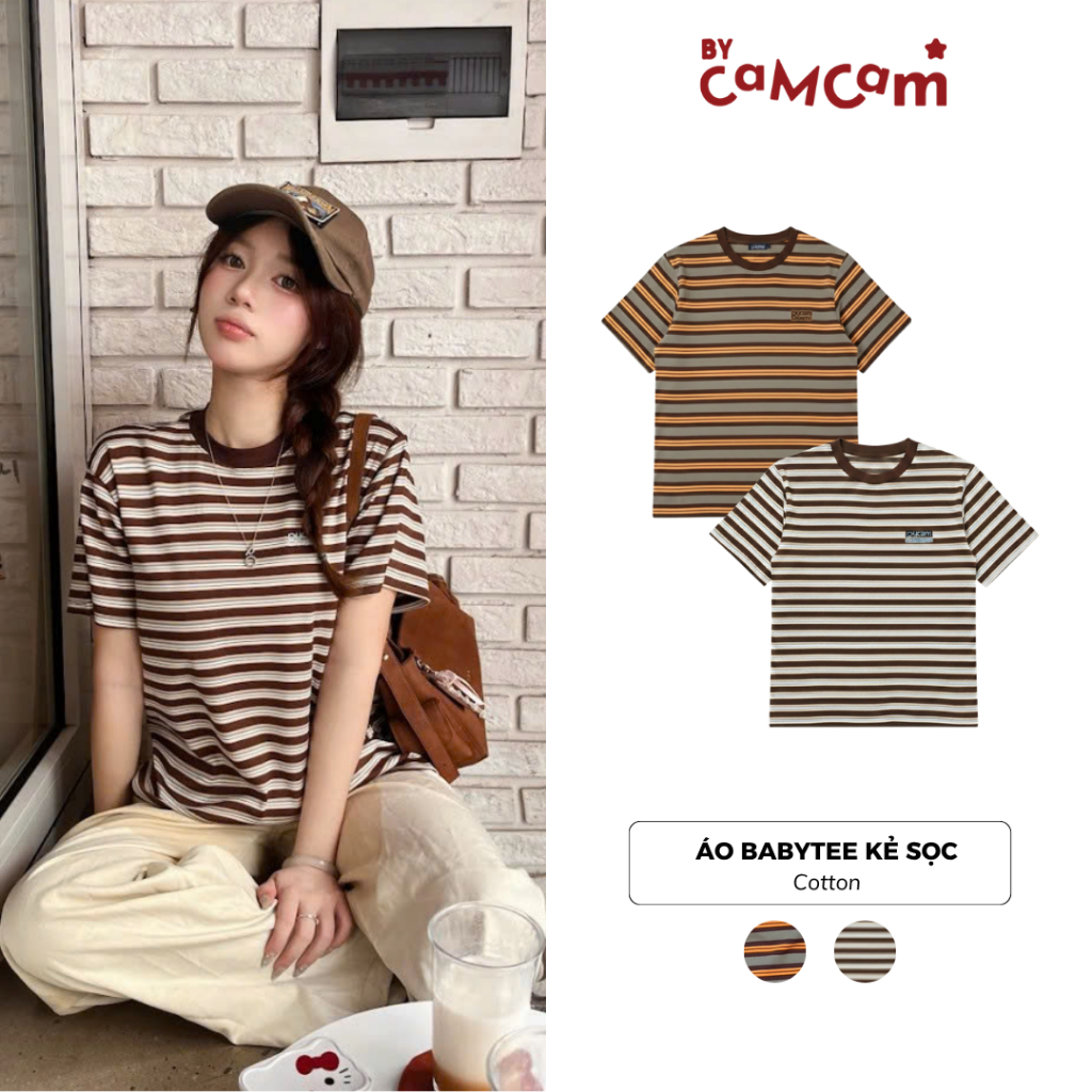 Áo Thun Babytee Kẻ Sọc 𝑩𝒚𝒄𝒂𝒎𝒄𝒂𝒎 Phối Cổ Bo Trendy ABN496 | BigBuy360 - bigbuy360.vn