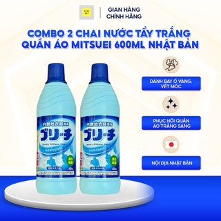 COMBO 2 CHAI NƯỚC TẨY TRẮNG QUẦN ÁO MITSUEI 600ML NHẬT BẢN, TẨY Ố VÀNG TẨY MỐC LÀM SẠCH QUẦN ÁO TRẮNG