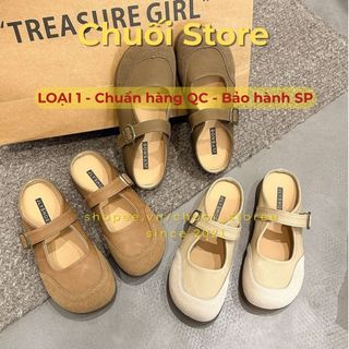 Giày sục nữ da PU tổng hợp dệt vải đế cao su trẻ trung tinh tế nhẹ nhàng